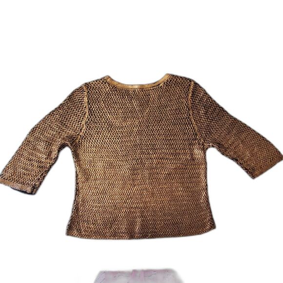 Chico's Gold/Bronze Metallic Chunky Knit Lightweight Sweater Sz XL Holiday Glam - Picture 3 of 9